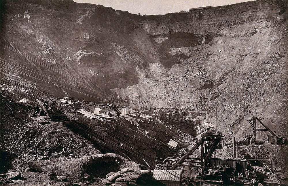 Griqualand West, South Africa: Kimberley diamond mine. Woodburytype, 1888, after a photograph by Robert Harris.