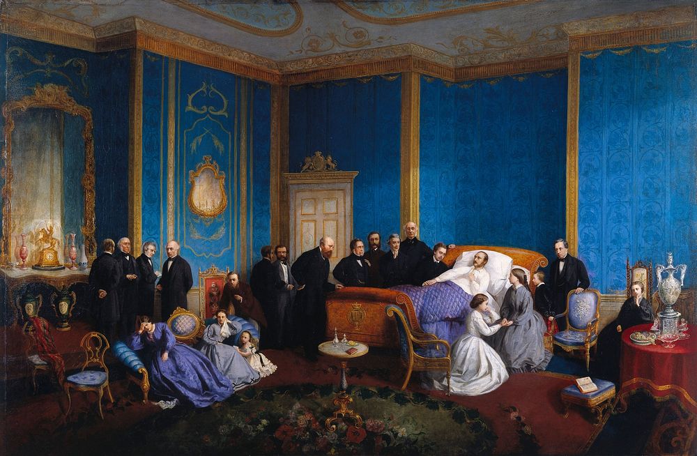 The last moments of HRH the Prince Consort. Oil painting by Oakley under the pseudonym Le Port, ca. 1861.