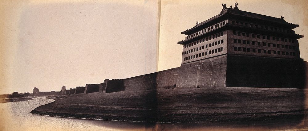 Beijing, China: large building on the city wall: north and east corner: panoramic view: section two. Photograph by Felice…