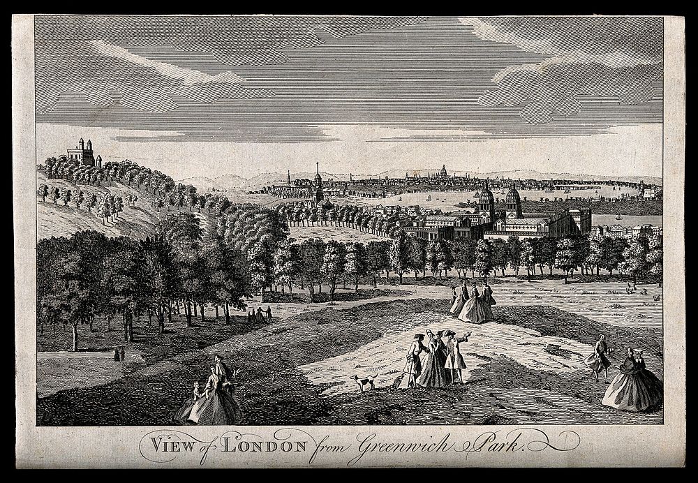 London, seen from Greenwich. Engraving, 1770.