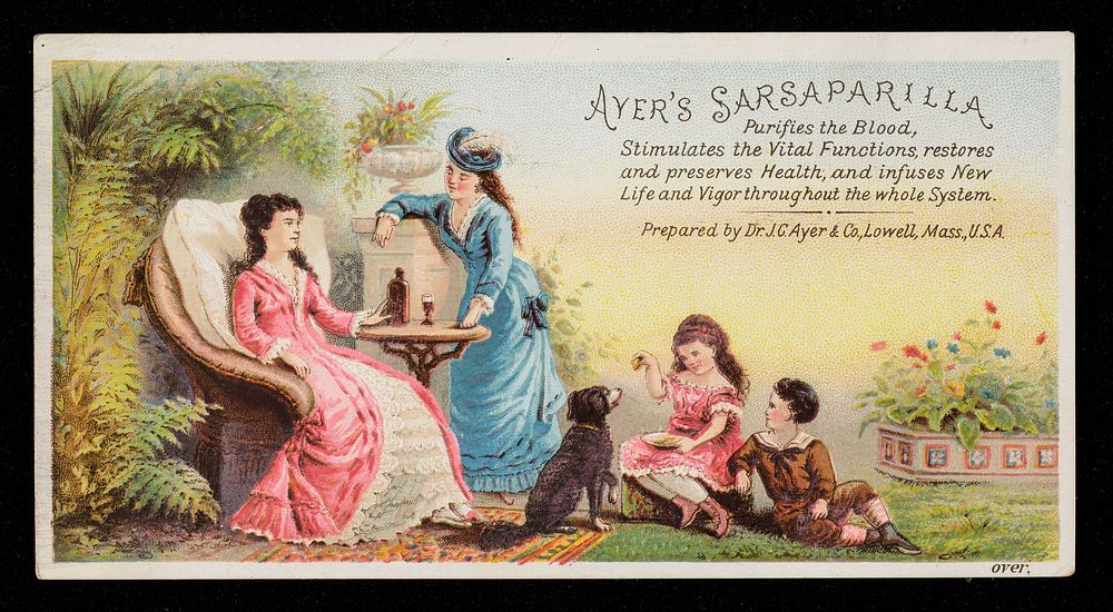 Ayer's Sarsaparilla purifies the blood, stimulates the vital functions, restores and preserves health, and infuses new life…