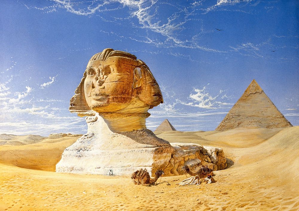 The Great Sphinx. Watercolour by H. Stanier.