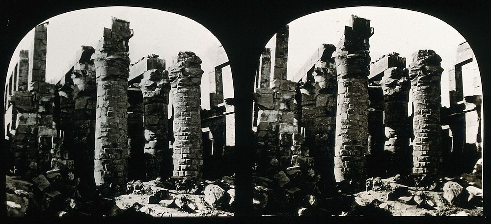 The Hall of Columns, Karnac, Egypt; stereoscopic views. Photograph by Francis Frith, 1856/1859.