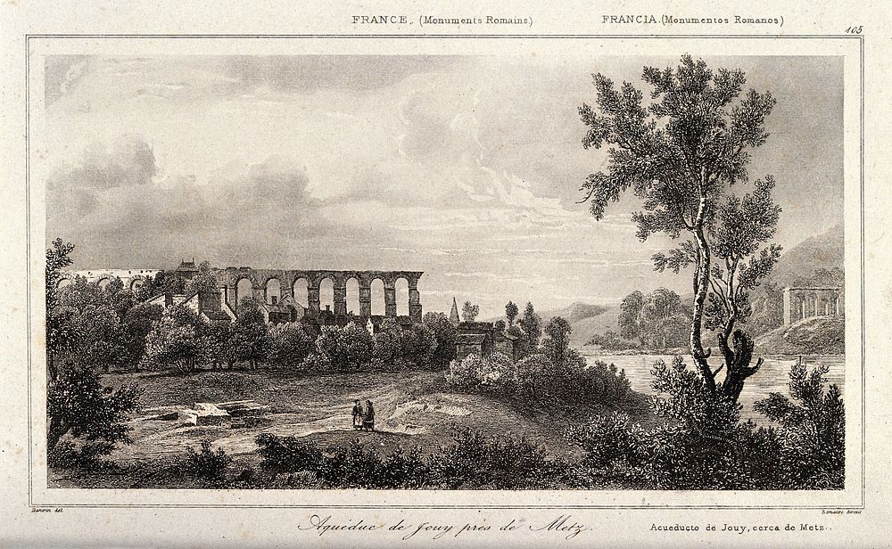 Jouy aqueduct, near Metz. Engraving after Danvin.