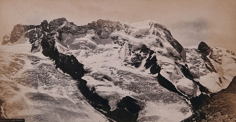 The Swiss Alps, Switzerland: Liskamm and Breithorn mountains, taken from mount Gornergrat. Photograph by Francis Frith, ca.…