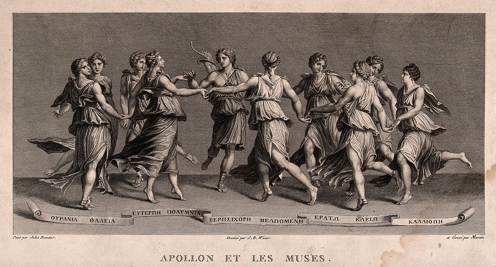 Apollo and muses. Engraving Marais | Free Photo Illustration - rawpixel