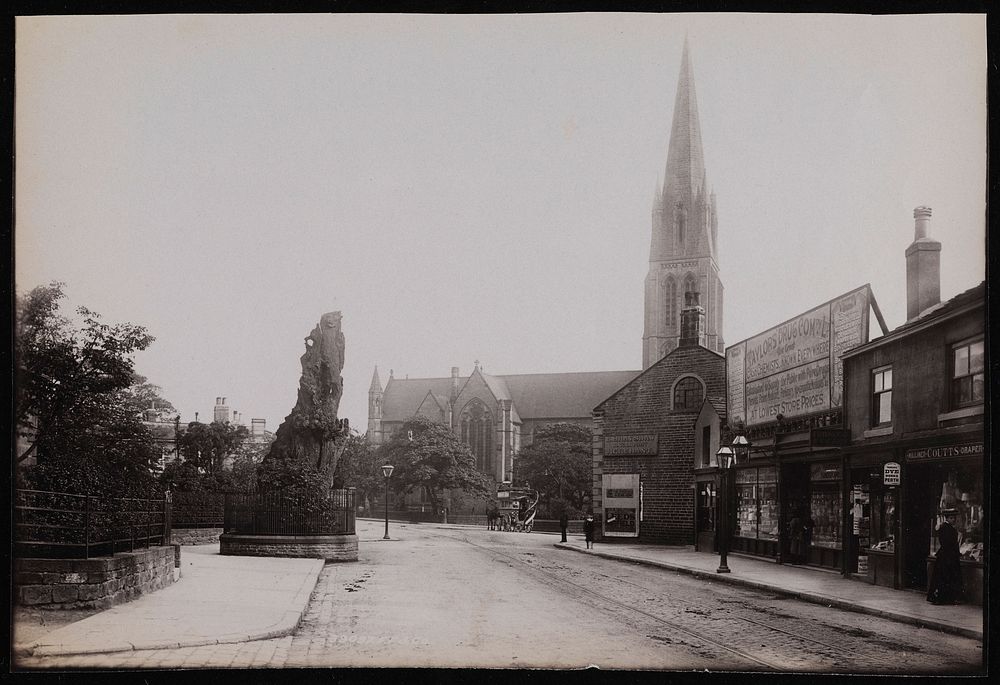 Headingley, Yorkshire: St Michael's Church and the Shire Oak. Photograph by F. Frith, 1897.