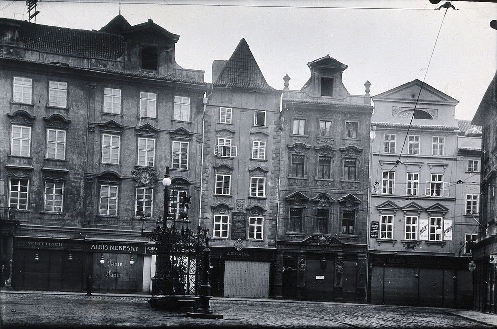 The front of a pharmacy in a cobbled square in Prague. Photograph by Z. Reach.