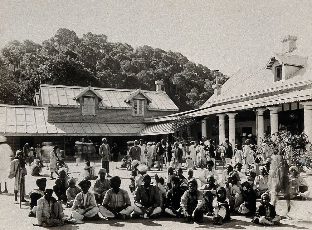 The Pasteur Institute Hospital, Kasauli, India: Indian patients awaiting treatment (with the rabies vaccine). Photograph…