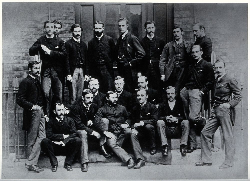 University College Hospital, London: resident medical officers; the group includes Sir Victor Horsley. Photograph, ca. 1960…