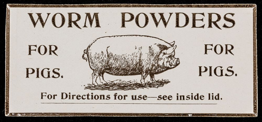 Worm powders : for pigs : for directions for use see inside lid.