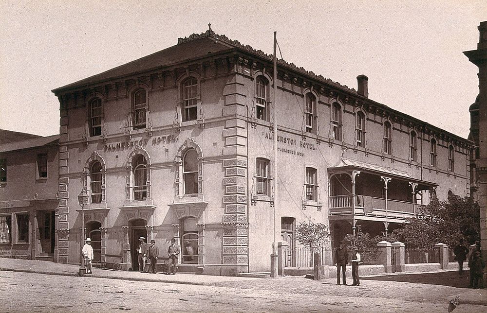 Port Elizabeth, South Africa: Palmerston Hotel. Woodburytype, 1888, after a photograph by Robert Harris.