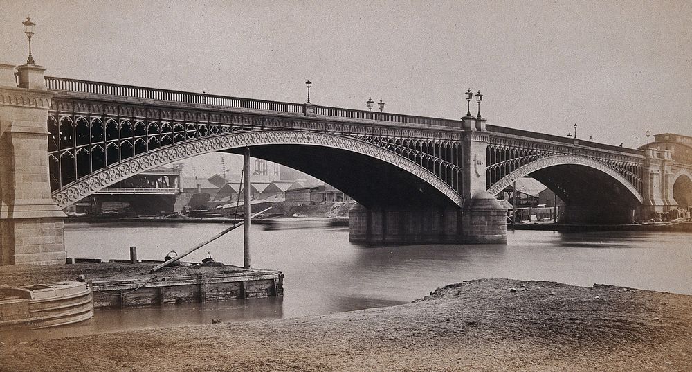 The Chestnut Street Bridge over the Schuylkill River, Philadelphia, Pennsylvania. Photograph by Francis Frith, ca. 1880.