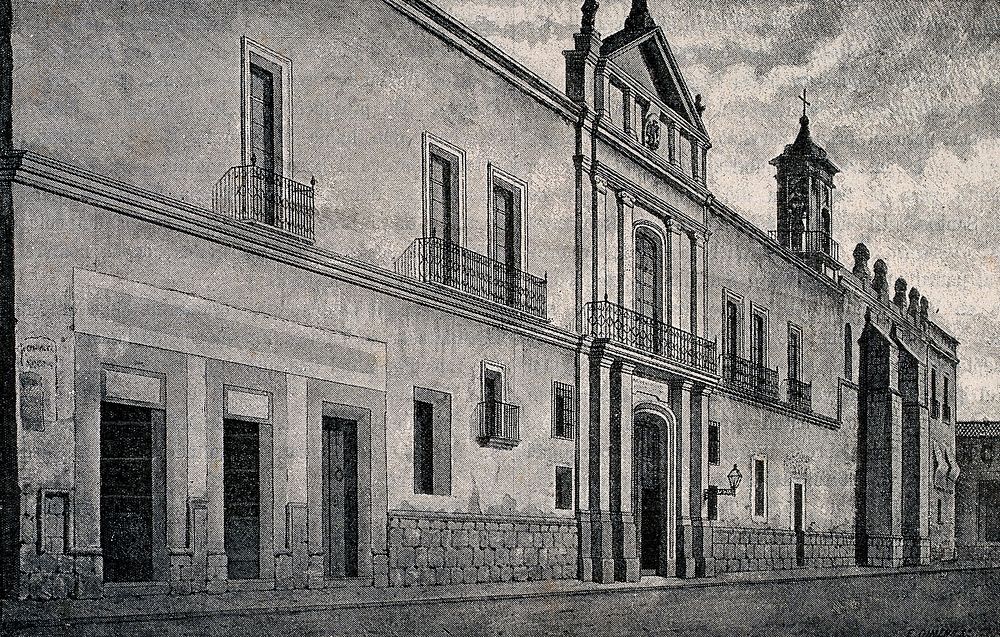 Conservatory of Music, Mexico: part of Mexico City University. Reproduction of drawing by E. Gimeno.