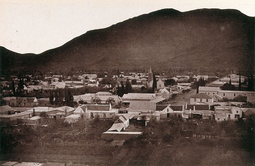 Graaff-Reinet, South Africa: part of the city. Woodburytype, 1888, after a photograph by Robert Harris.