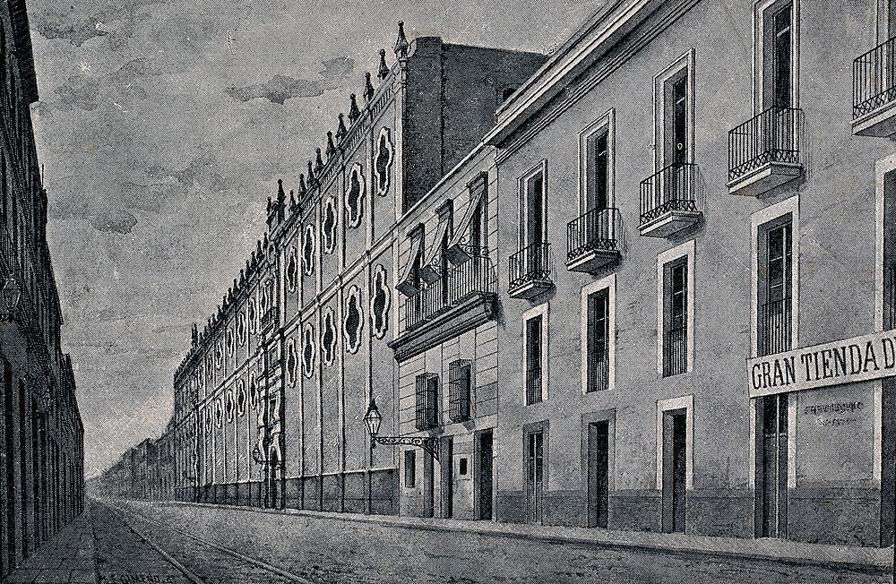 College of San Ildefonso, Mexico City, Mexico. Reproduction of a drawing by E. Gimeno.