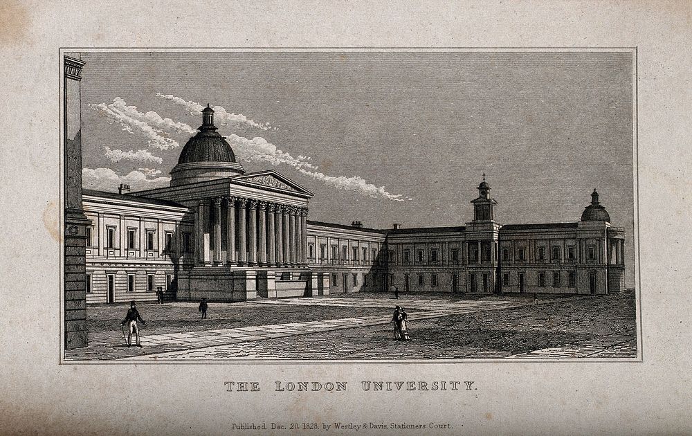University College, London: the main building. Engraving, 1828.