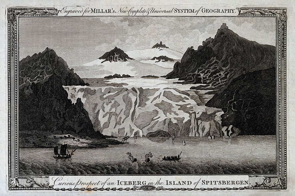 Geology: an iceberg on the coast of Spitsbergen. Engraving by Page, ca. 1782.