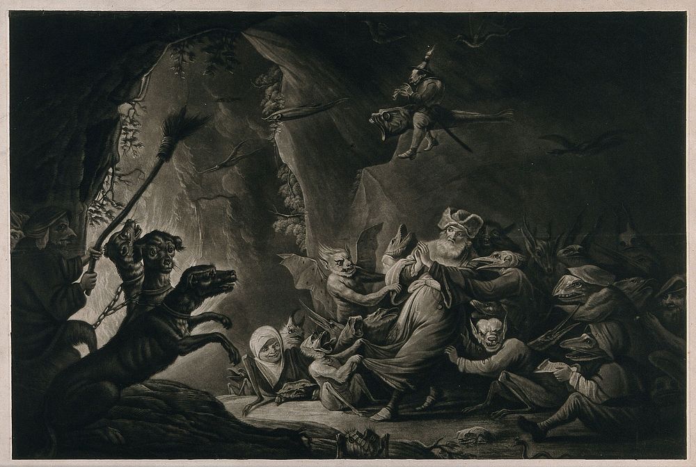 The miser in hell. Mezzotint after D. Teniers the younger.