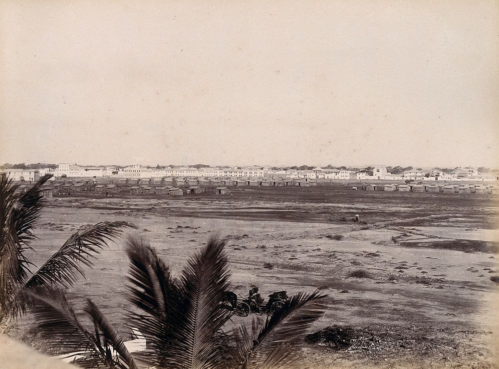 Runchore segregation camp, set up by the Karachi Plague Committee, India. Photograph, 1897.