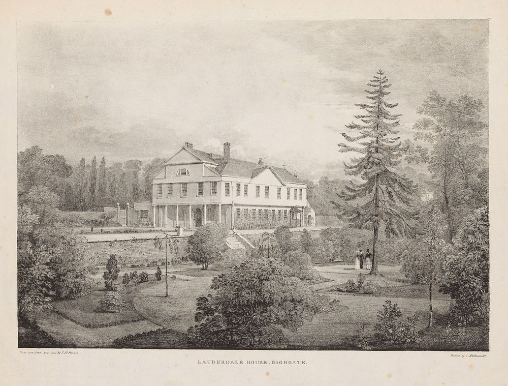 Lauderdale House, Highgate. Lithograph by T.M. Baynes, 182-.