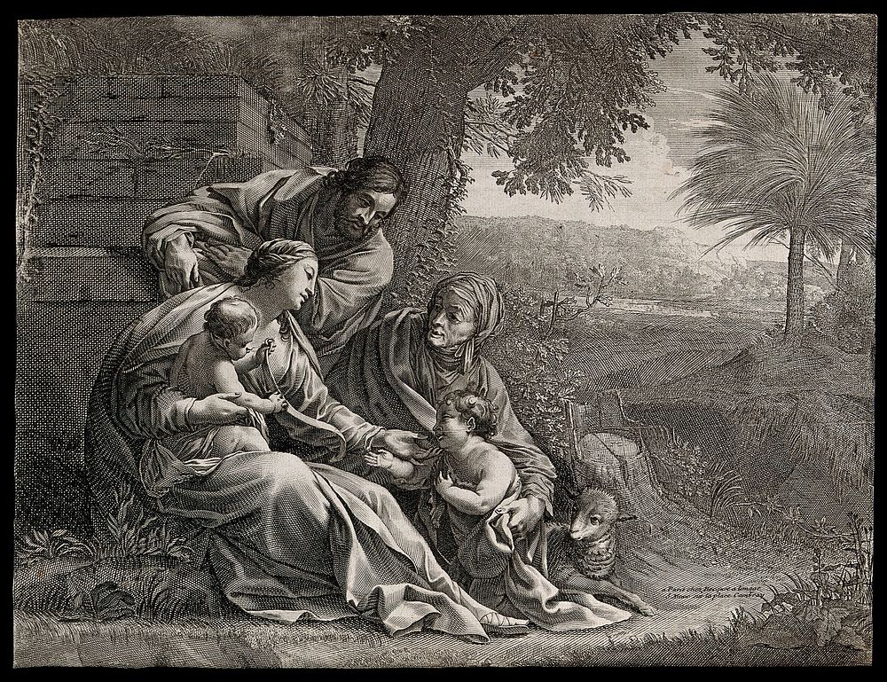 Saint Mary (the Blessed Virgin) and Saint Joseph with the Christ Child, Saint John the Baptist and Saint Elizabeth.…