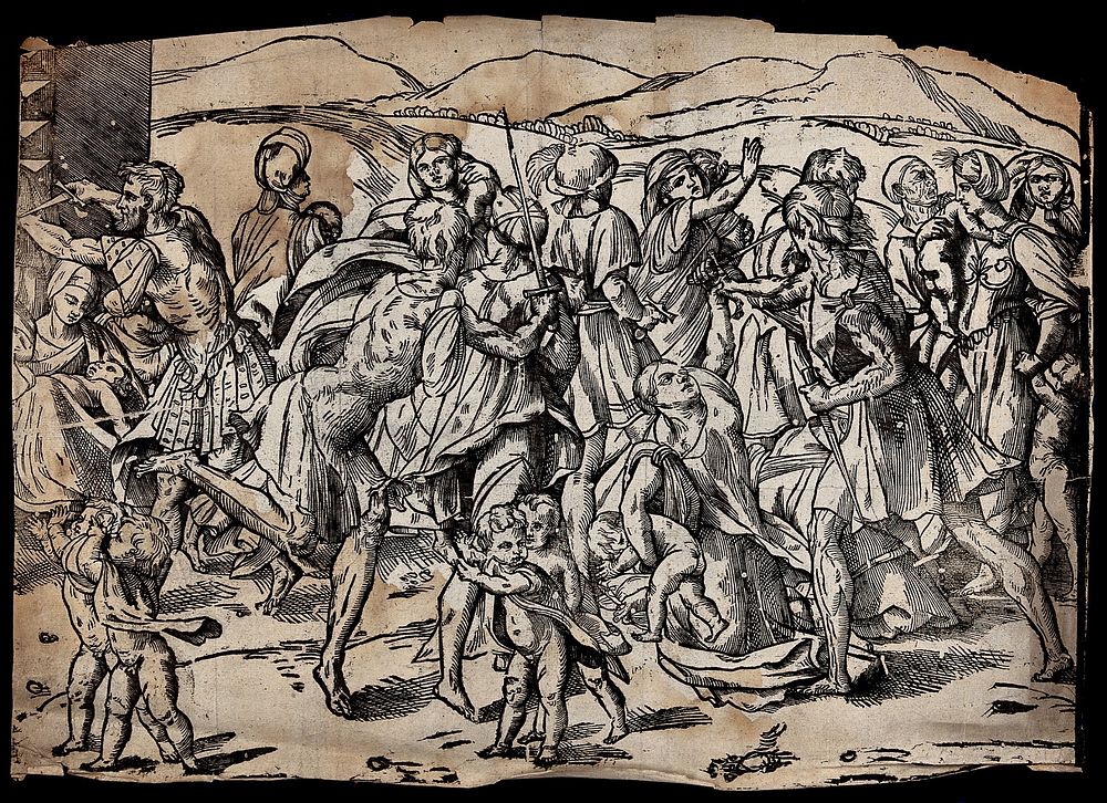 The massacre of the innocents. Woodcut.