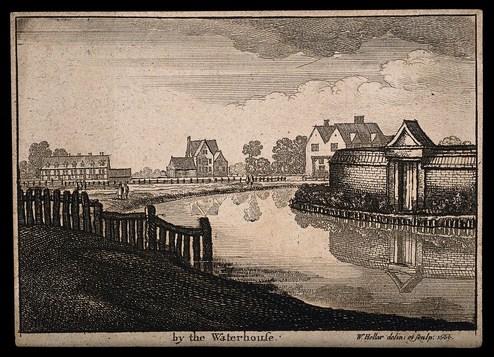 The New River, Islington. Etching by W. Hollar, 1665.