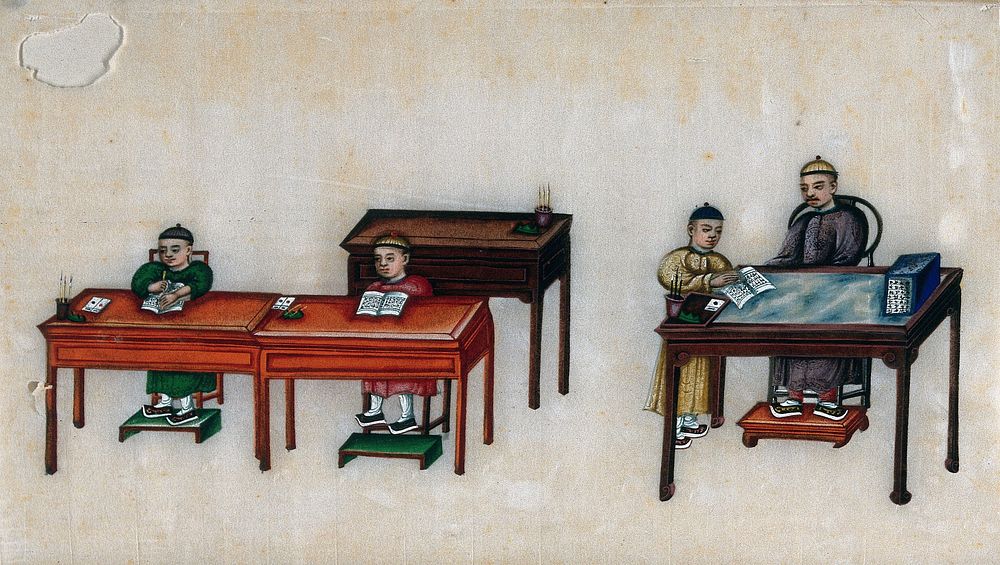 A Chinese teacher. Painting by a Chinese artist, ca. 1850.