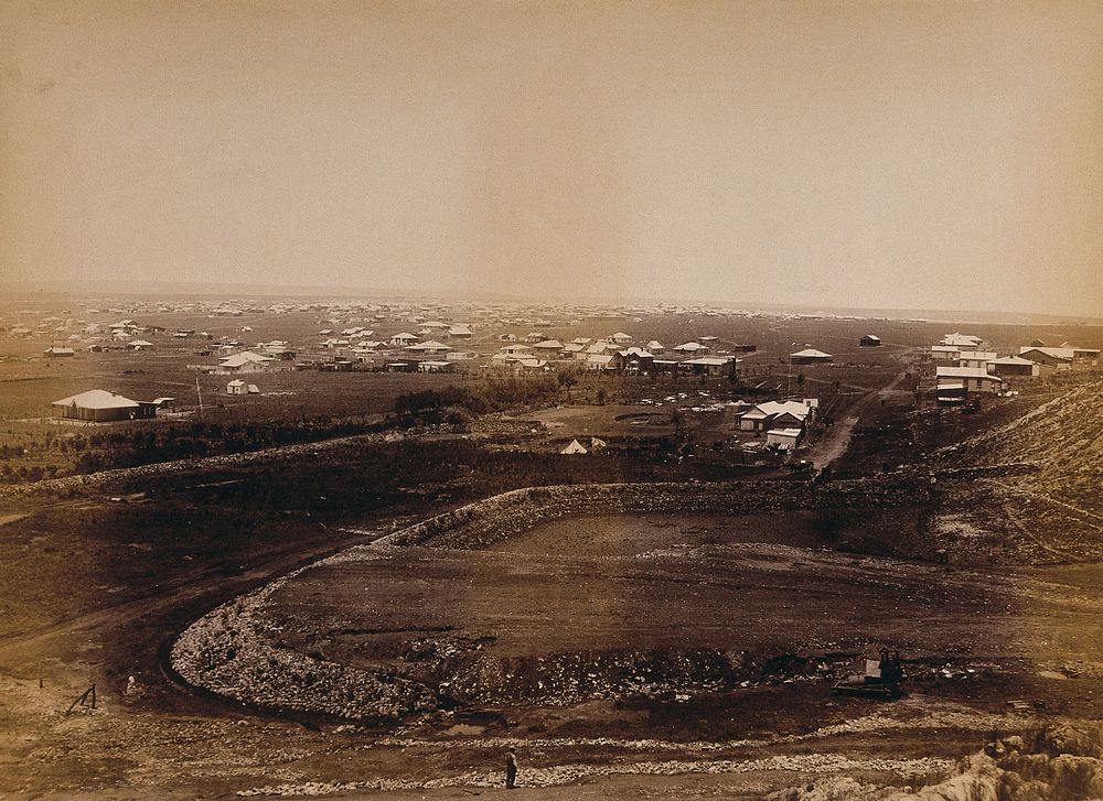 Johannesburg, South Africa: panoramic view towards the city from Doornfontein. Photograph by Robert Harris, 1889.