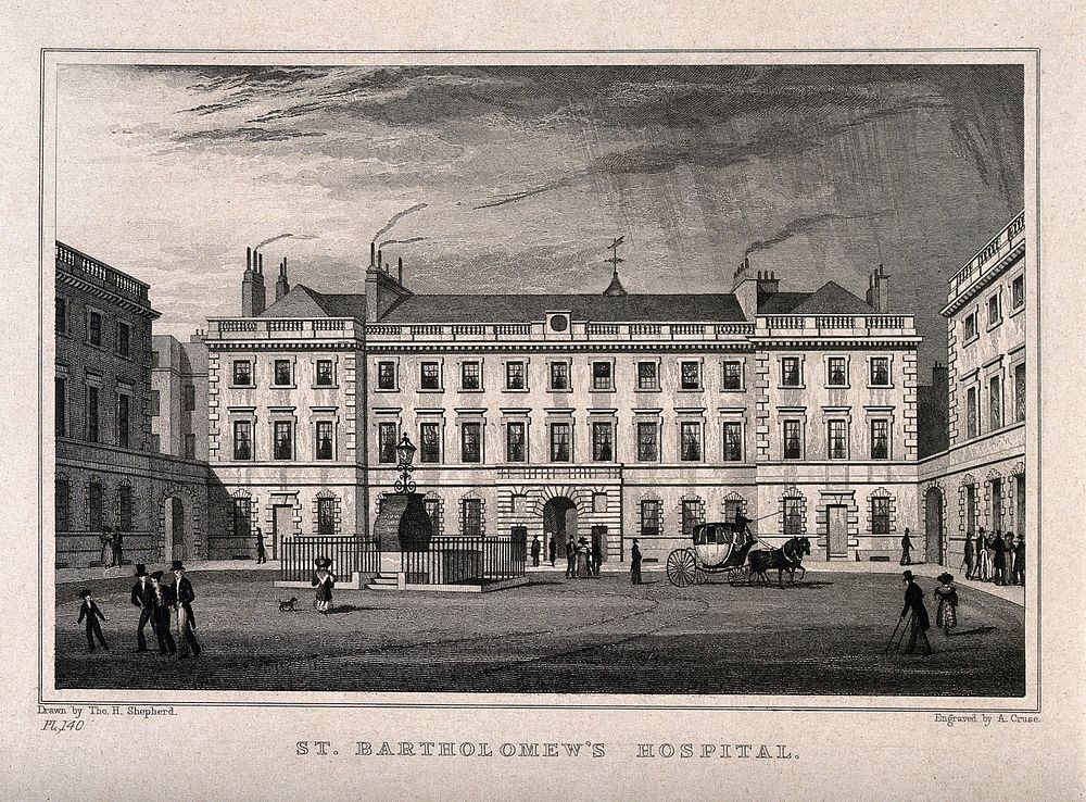 St Bartholomew's Hospital, London: the courtyard. Engraving.