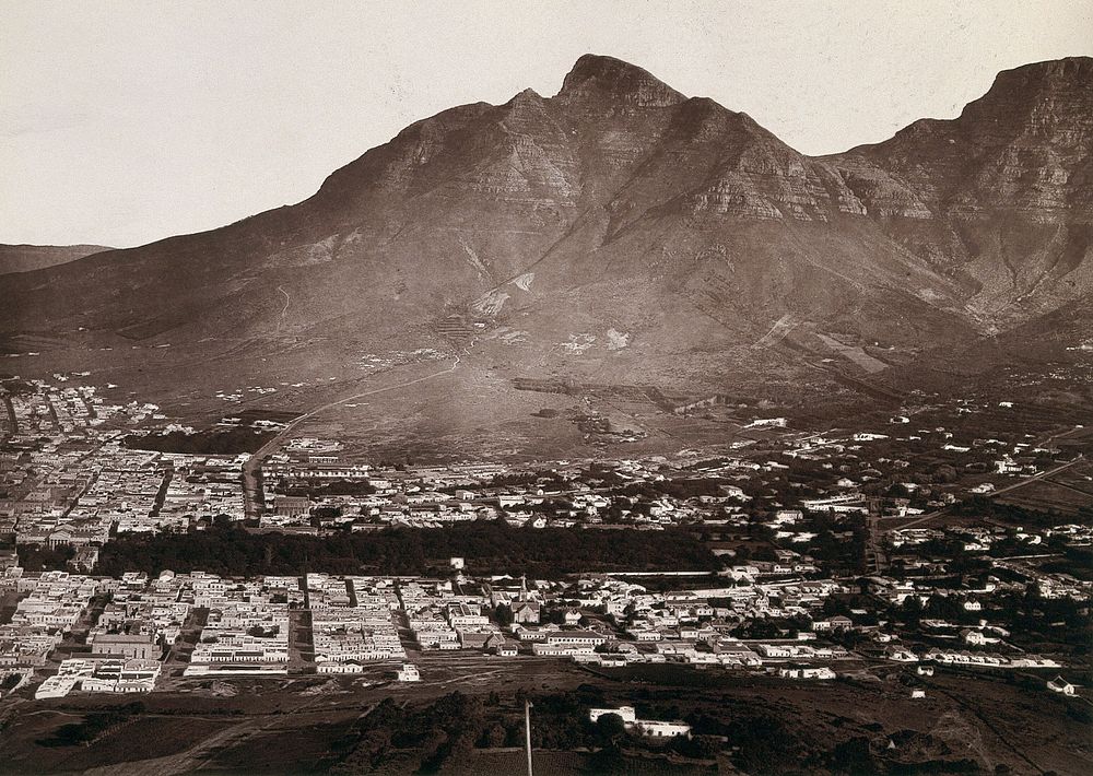 Cape Town, South Africa: part of the city. Woodburytype, 1888, after a photograph by Robert Harris.