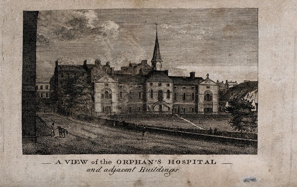 The Orphan's Hospital, Edinburgh. Etching.