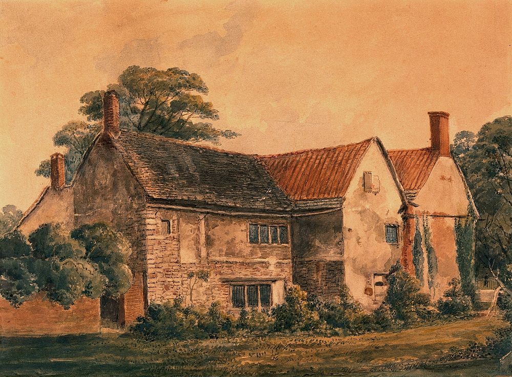 The old vicarage at Berkeley, Gloucestershire. Watercolour.