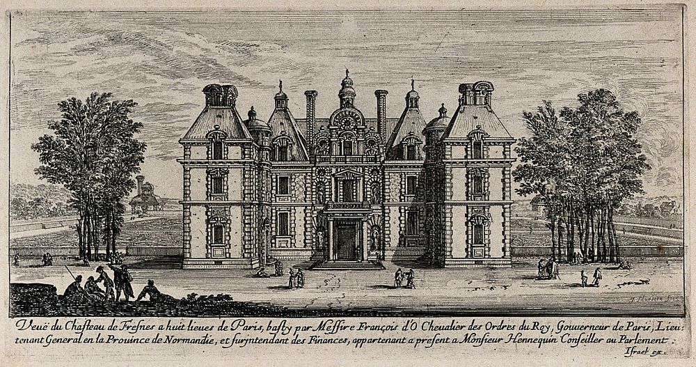 The castle at Fresnes near Paris. Etching by I. Silvestre.