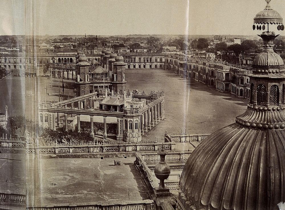 Lucknow, India: panoramic view from the Kaiser Bagh palace: section six. Photograph by Felice Beato, ca. 1858.