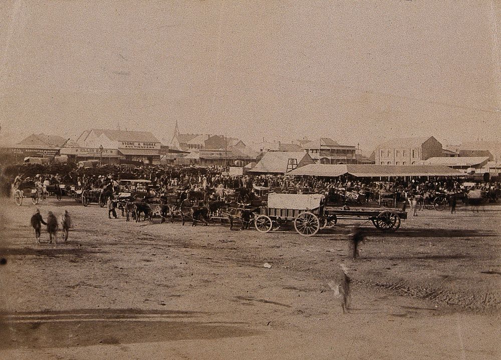 South Africa: the market place at Kimberley. 1896.