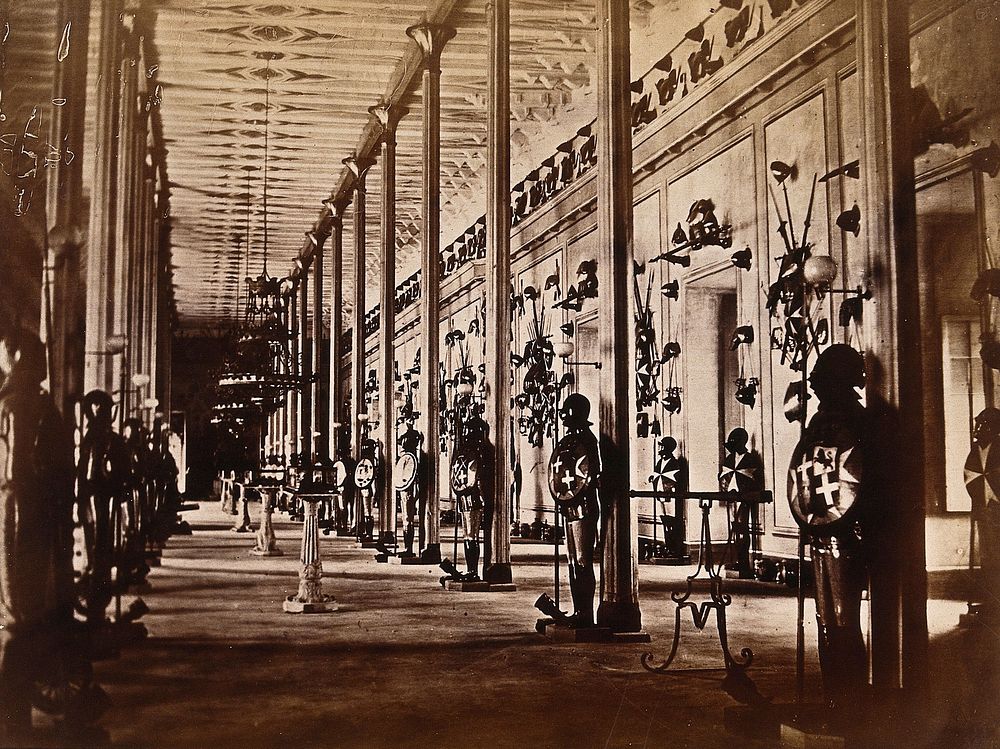 Malta: the armoury of the Governor's Palace. Photograph by H. Agius, c. 1881.