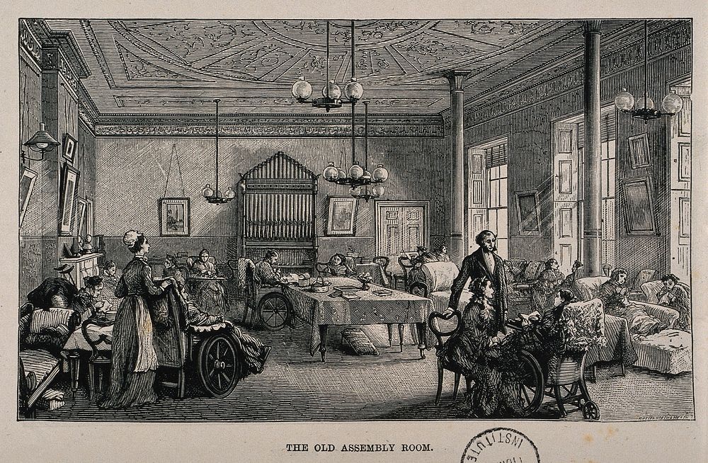 Melrose Hospital, Melrose, Roxburgh, Scotland: the old assembly room. Wood engraving by Butterworth and Heath.