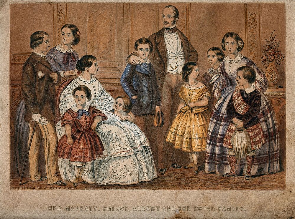 Queen Victoria, Prince Albert and their children. Baxterprint by W. Dickes, 185-.