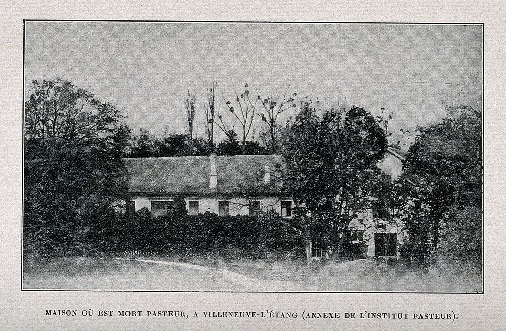 The house at Villeneuve-l'Étang where Louis Pasteur died. Halftone print, ca. 1900.