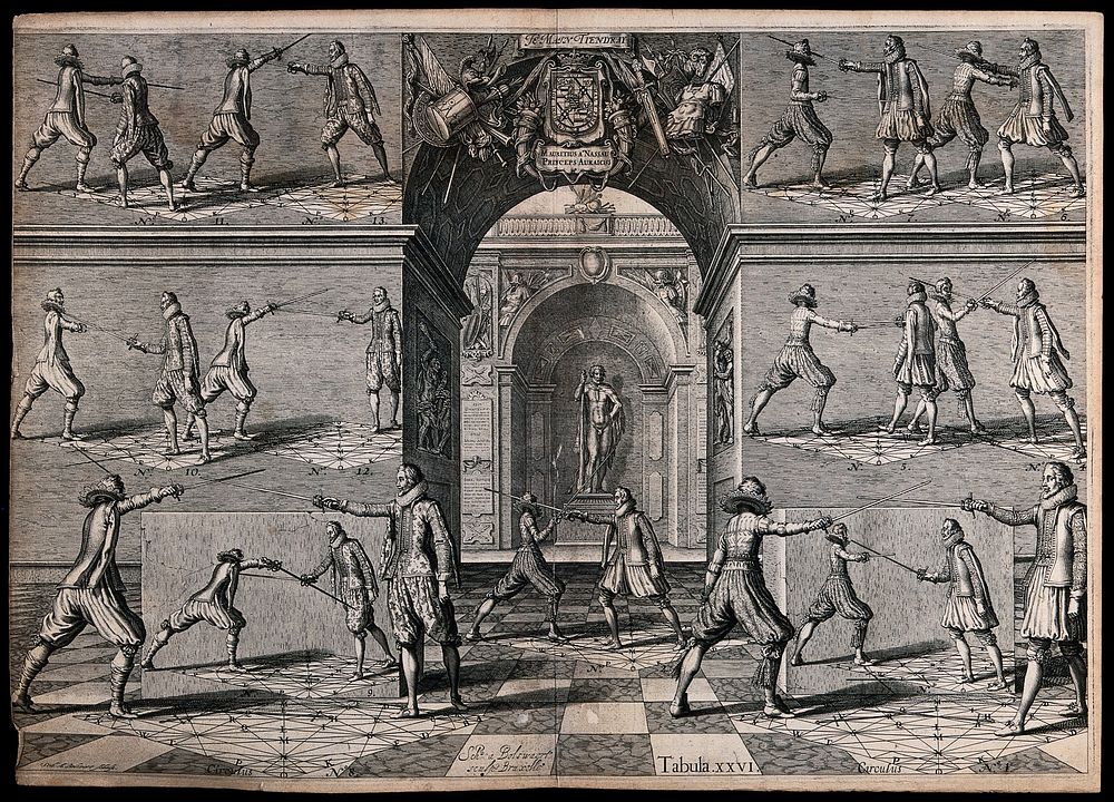 Men fencing. Engraving by Scheltus a Bolswert.