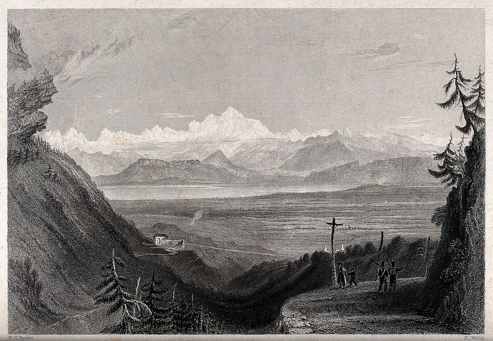 Mont Blanc. Engraving by R. Wallis after W.H. Bartlett.