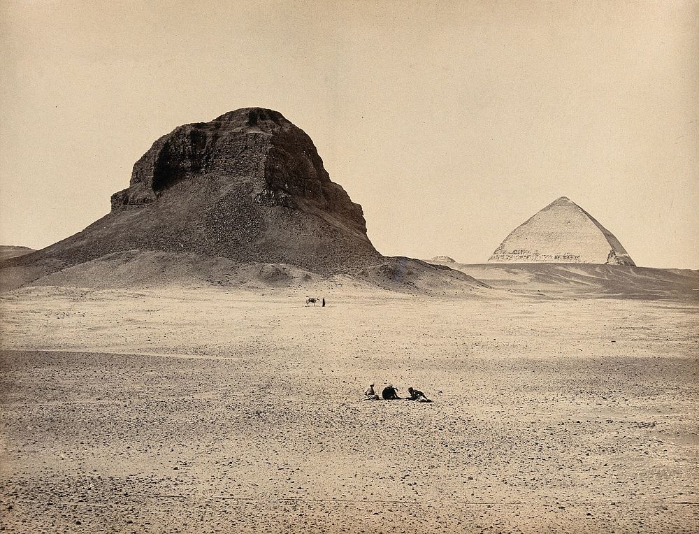 The Pyramids of Dahshoor, Egypt: view from the east. Photograph by Francis Frith, ca. 1858.