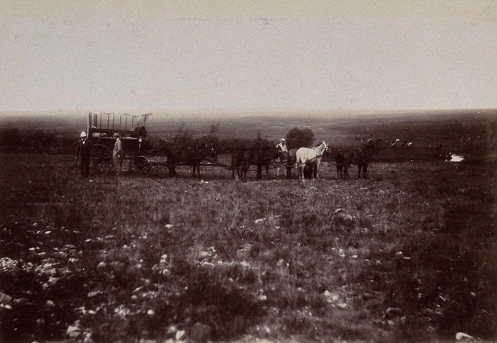 South Africa: English tourists at the battlefield of Doornkop. 1896.