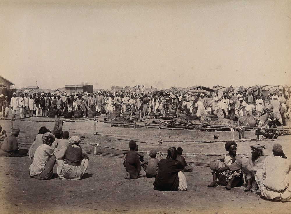A segregation camp being disinfected, Karachi, India. Photograph, 1897.