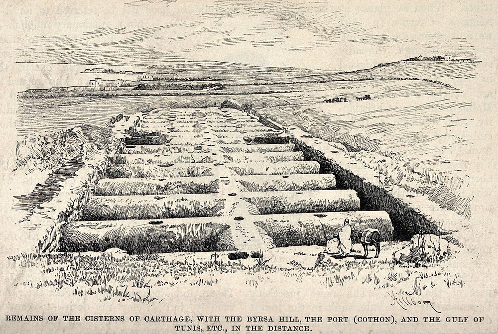 Remains of the cisterns of Carthage. Wood engraving.