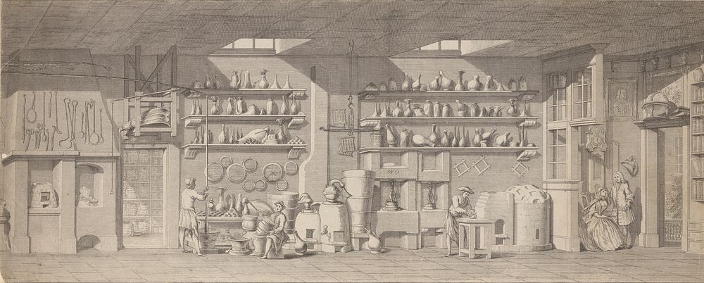 The chemical laboratory of Ambrose Godfrey. Etching attributed to W.H. Toms after H. Gravelot.
