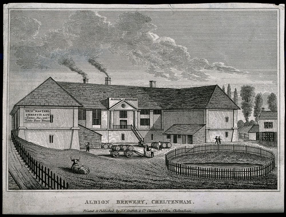 The Albion Brewery, Cheltenham. Engraving, c. 1800 .