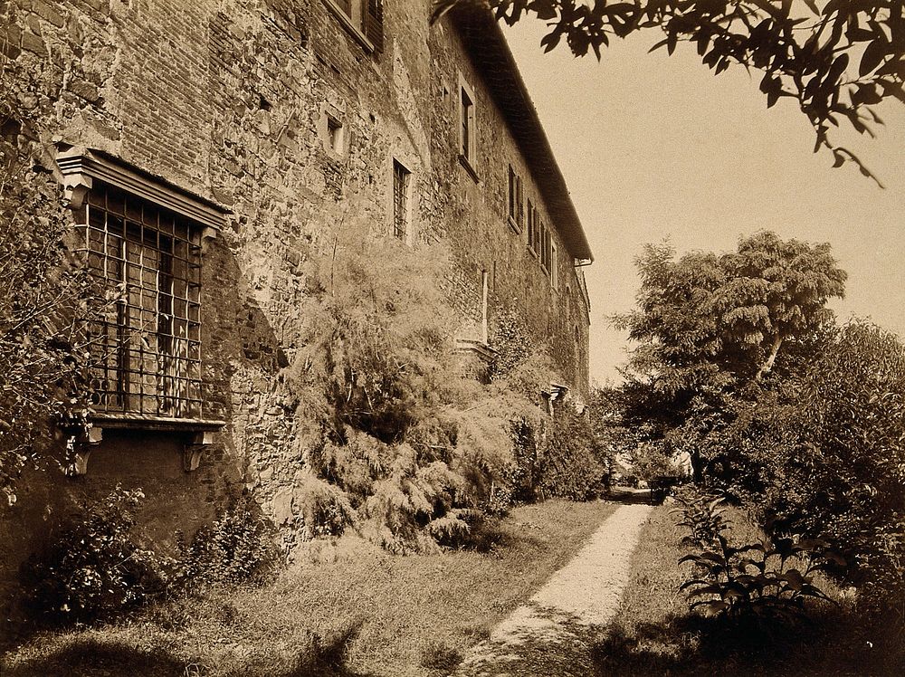 Galileo Galilei: sidewall of his villa at Arcetri. Process print.